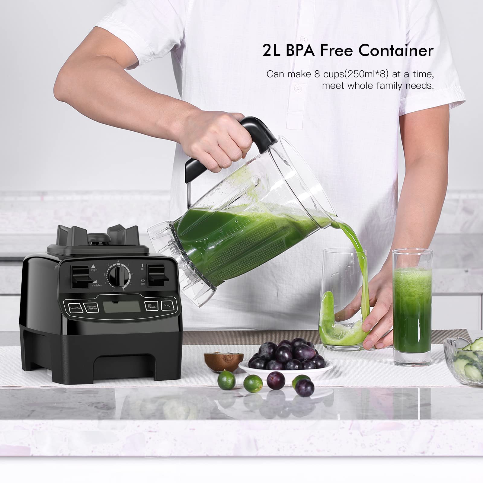 Blender Smoothie Maker, 1450W Blenders with 8 Speed Control, 2L